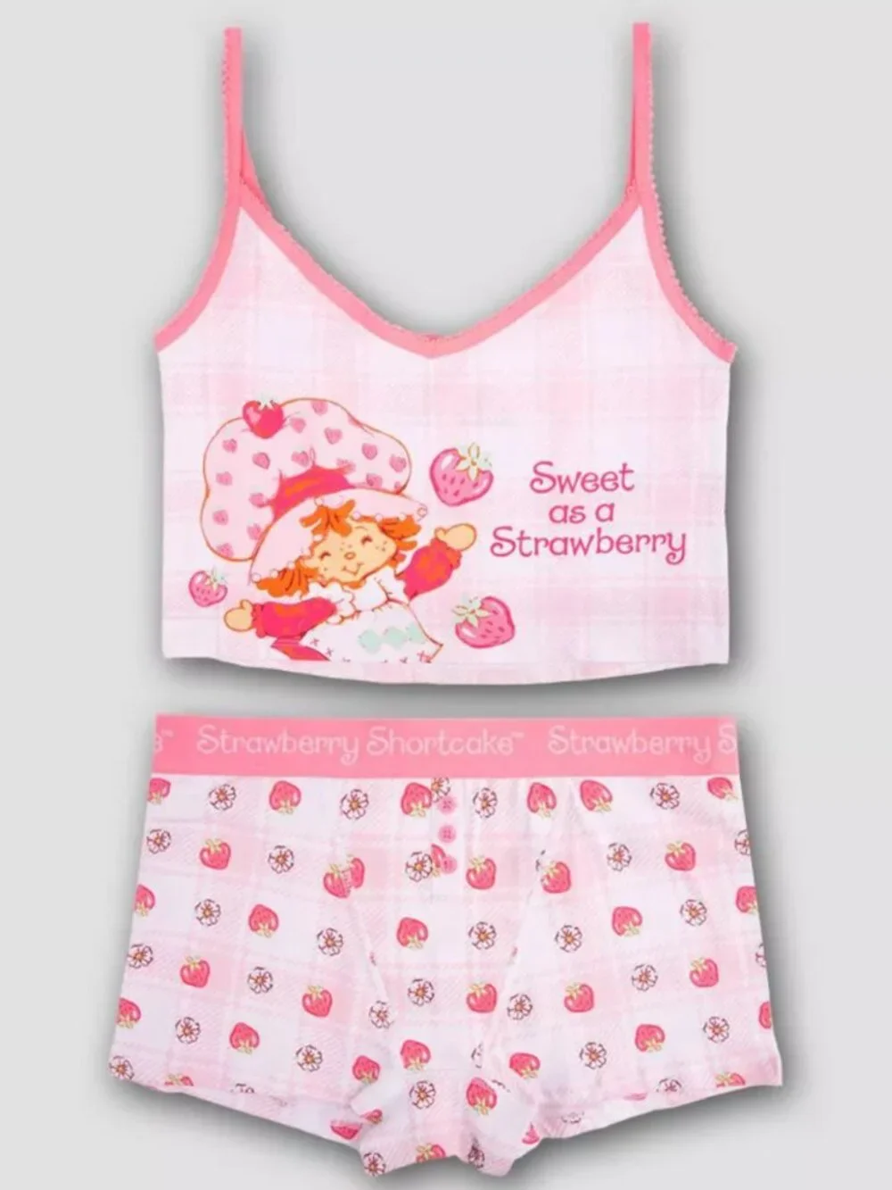 NEW Women's Strawberry Shortcake Pink Medium Cami & Boxer Sleep Set